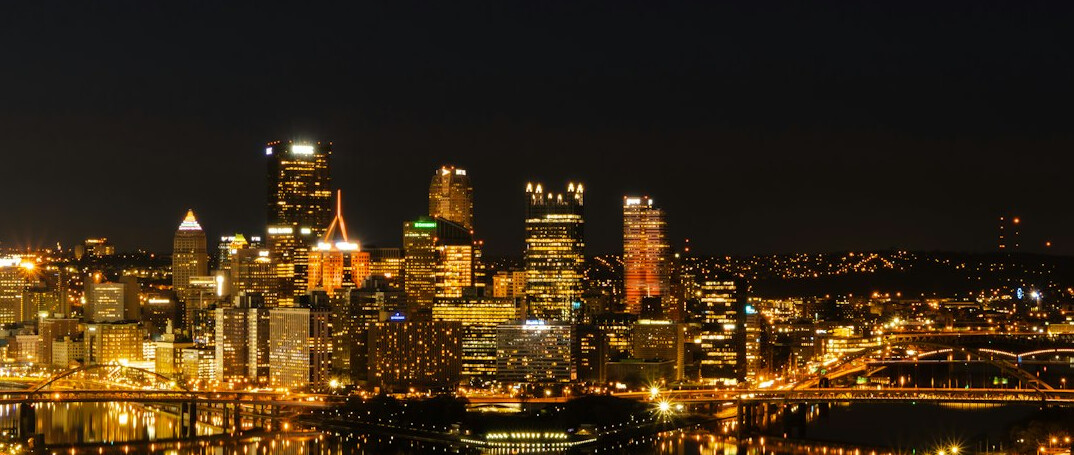 city skyline at night
